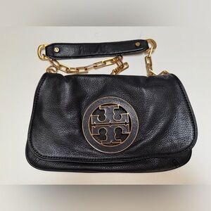 Tory Burch Black Shoulder Bag with Gold Chain
